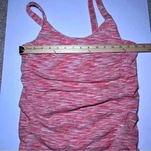 Athleta Fastest Track Athletic Ruched Tank Top Orange Gray Space Dye Size Large - Picture 7 of 8